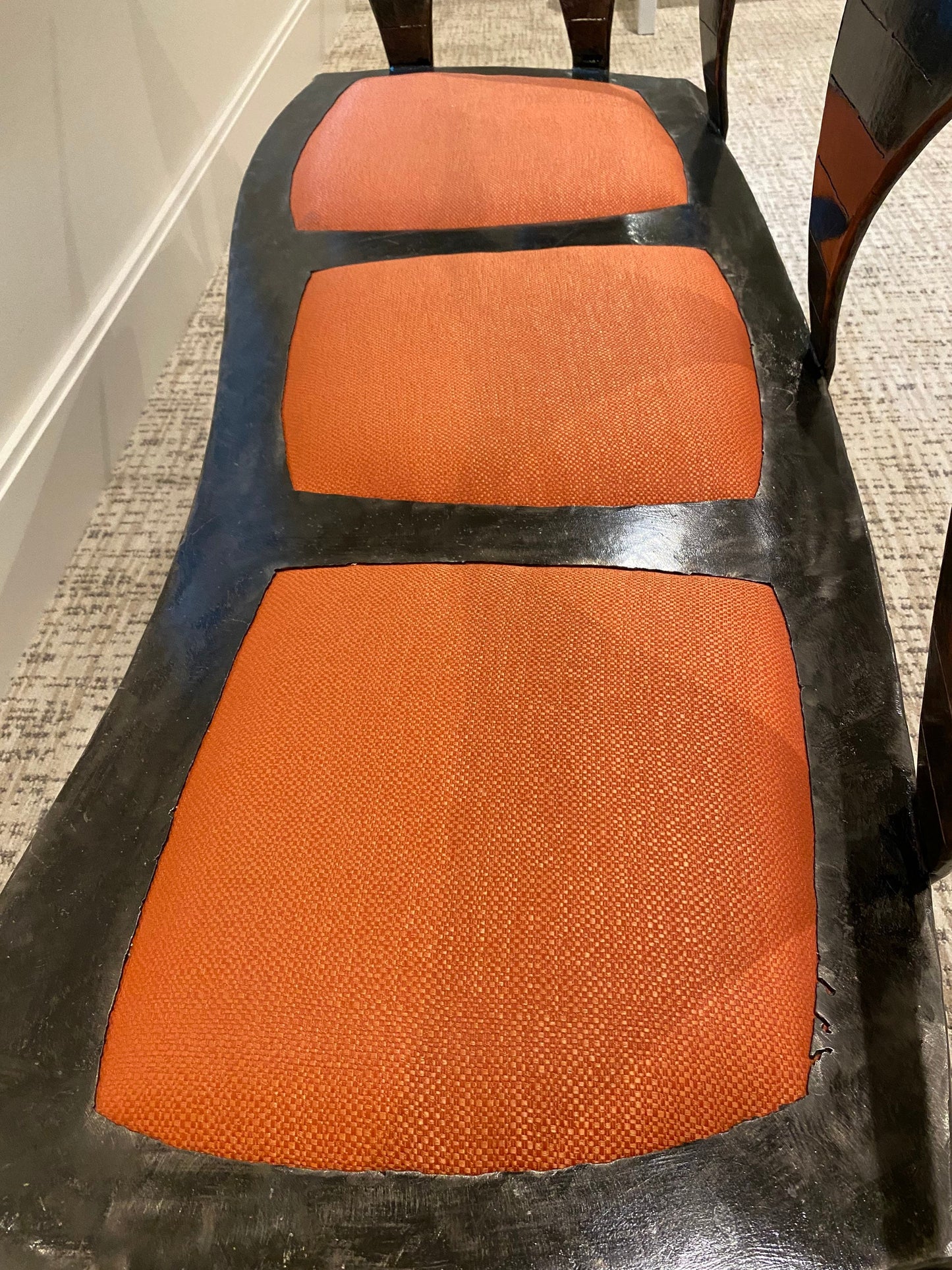 One of a Kind Custom Made Functional Chaise Lounge Chair Sculpture - Iron with Upholstered Seats