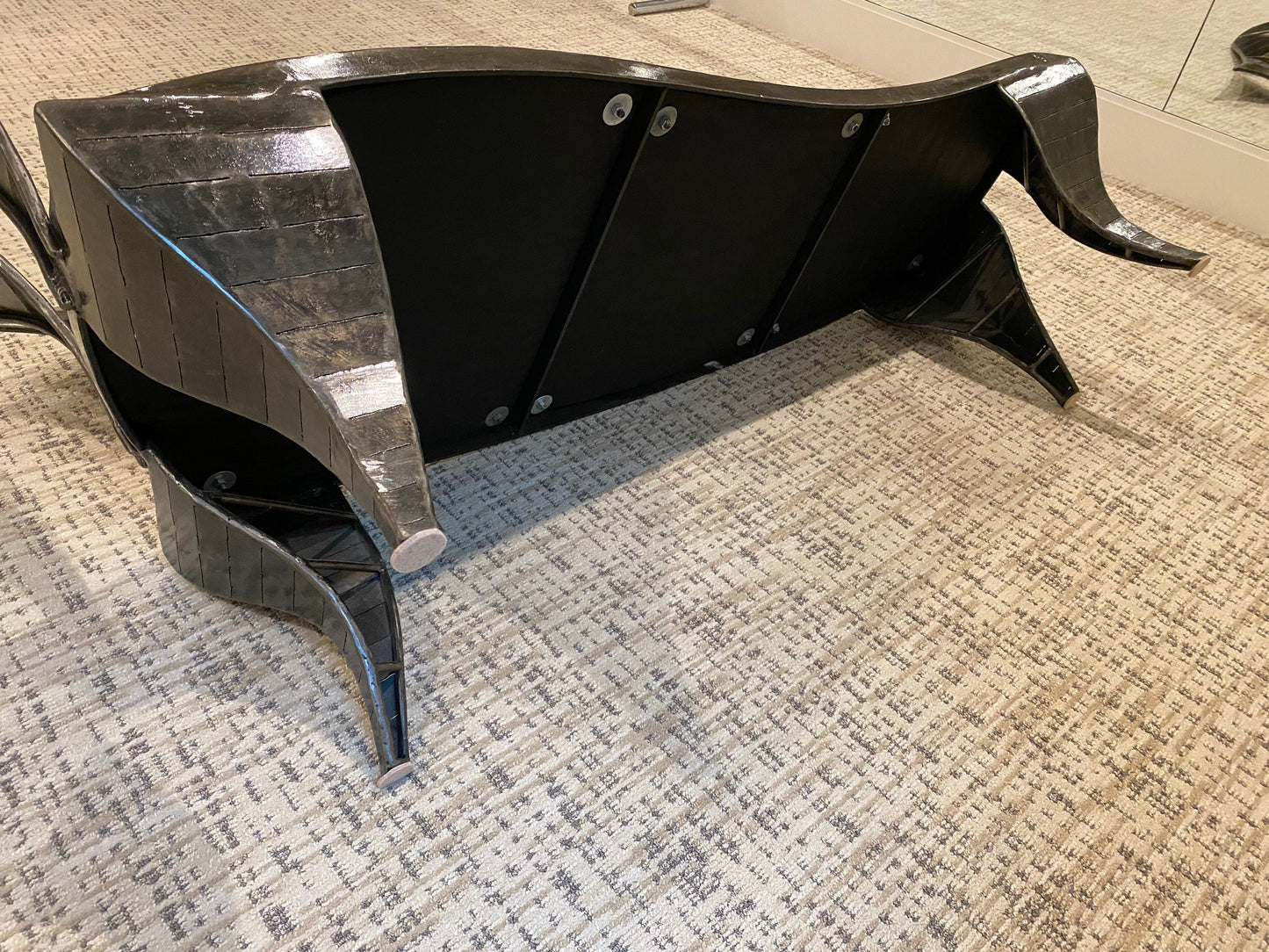 One of a Kind Custom Made Functional Chaise Lounge Chair Sculpture - Iron with Upholstered Seats